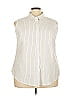 Agnes Orinda 100% Polyester Stripes Ivory Sleeveless Blouse Size 3X - photo 1