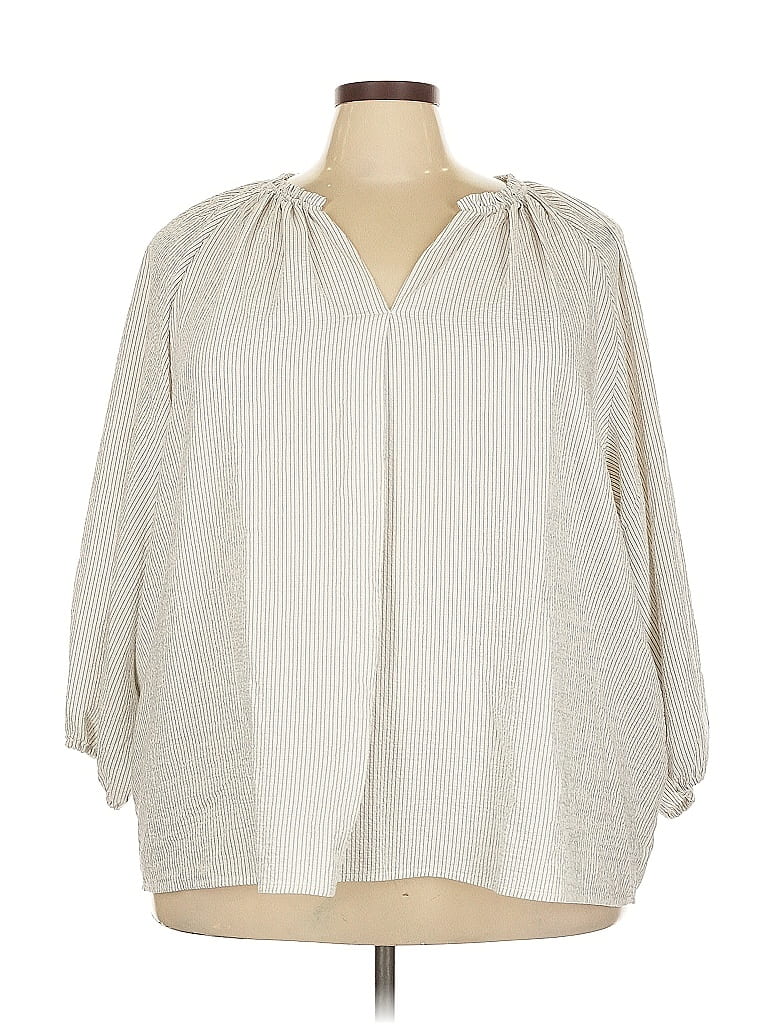 Pre-owned Calvin Klein 3/4 Sleeve Blouse In White