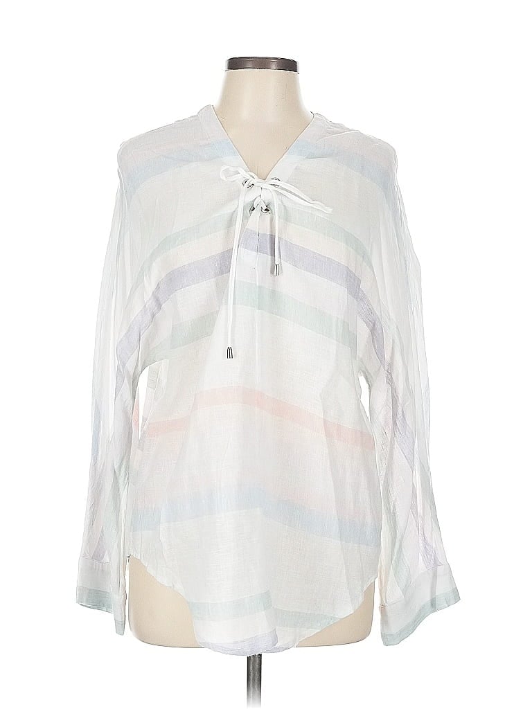 Pre-owned Rails Long Sleeve Blouse In White