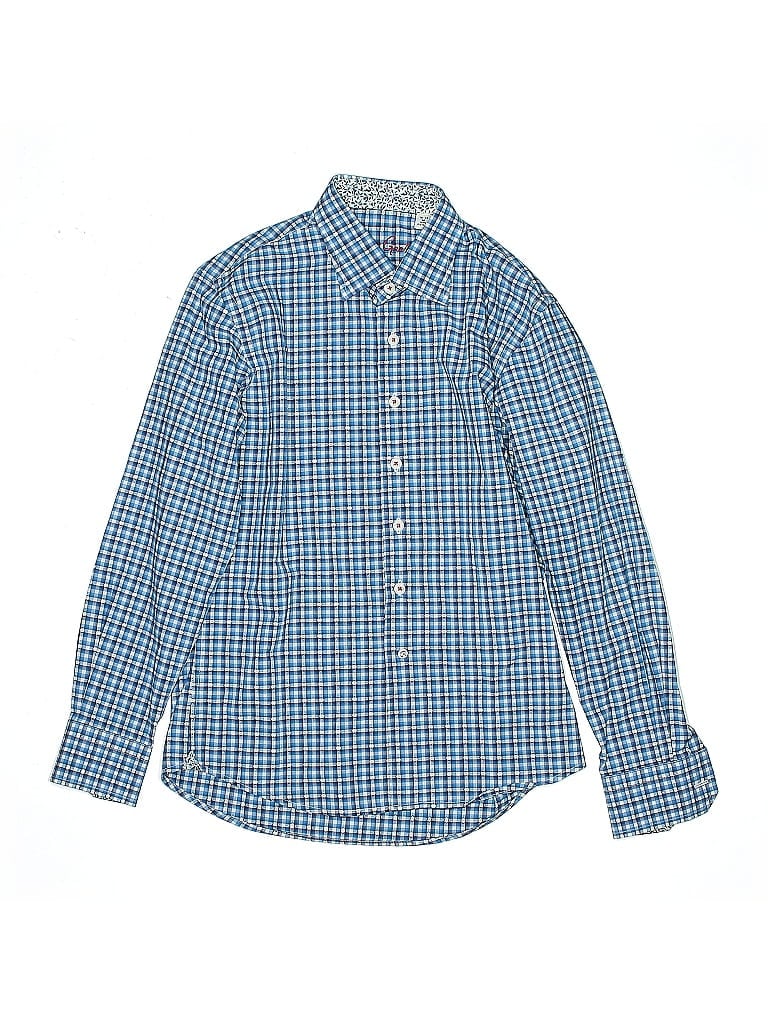 Robert Graham Houndstooth Blue Long Sleeve Button-Down Shirt Size 10 - photo 1