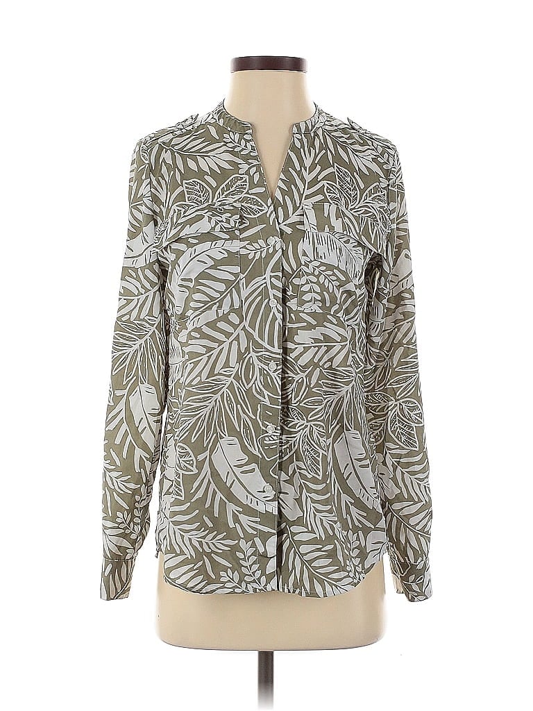 Pre-owned Calvin Klein Long Sleeve Blouse In Green