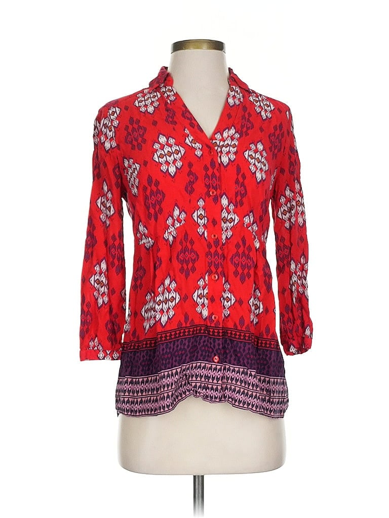 Pre-owned Maeve 3/4 Sleeve Blouse In Red