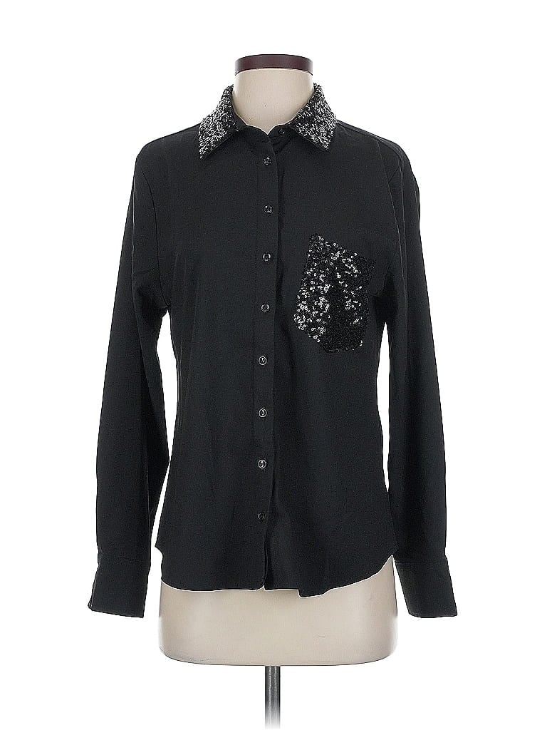 THE SHIRT BY ROCHELLE BEHRENS Pre-owned Long Sleeve Blouse In Black