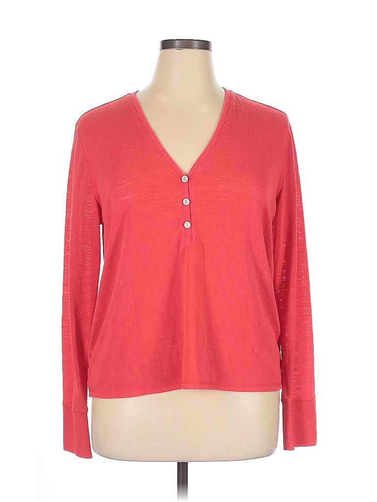 Click to view more detailed imagery on our partner's website Pre-owned Victoria's Secret Long Sleeve Henley Shirt In Red