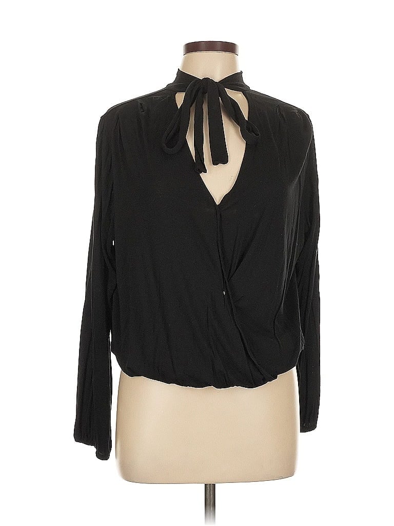 Pre-owned Max Studio Long Sleeve Polo Shirt In Black