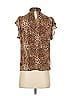 1.State 100% Polyester Animal Print Brown Short Sleeve Blouse Size XS - photo 2