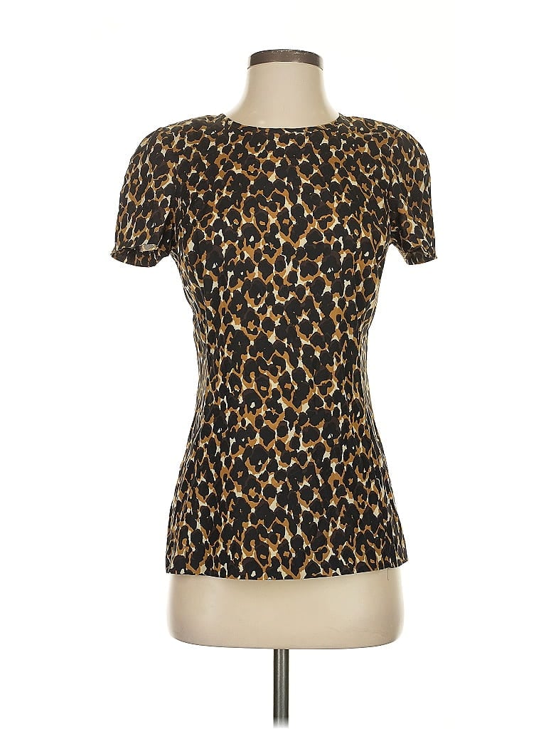 ANN TAYLOR Pre-owned Short Sleeve Top Gold Scoop Neck Tops