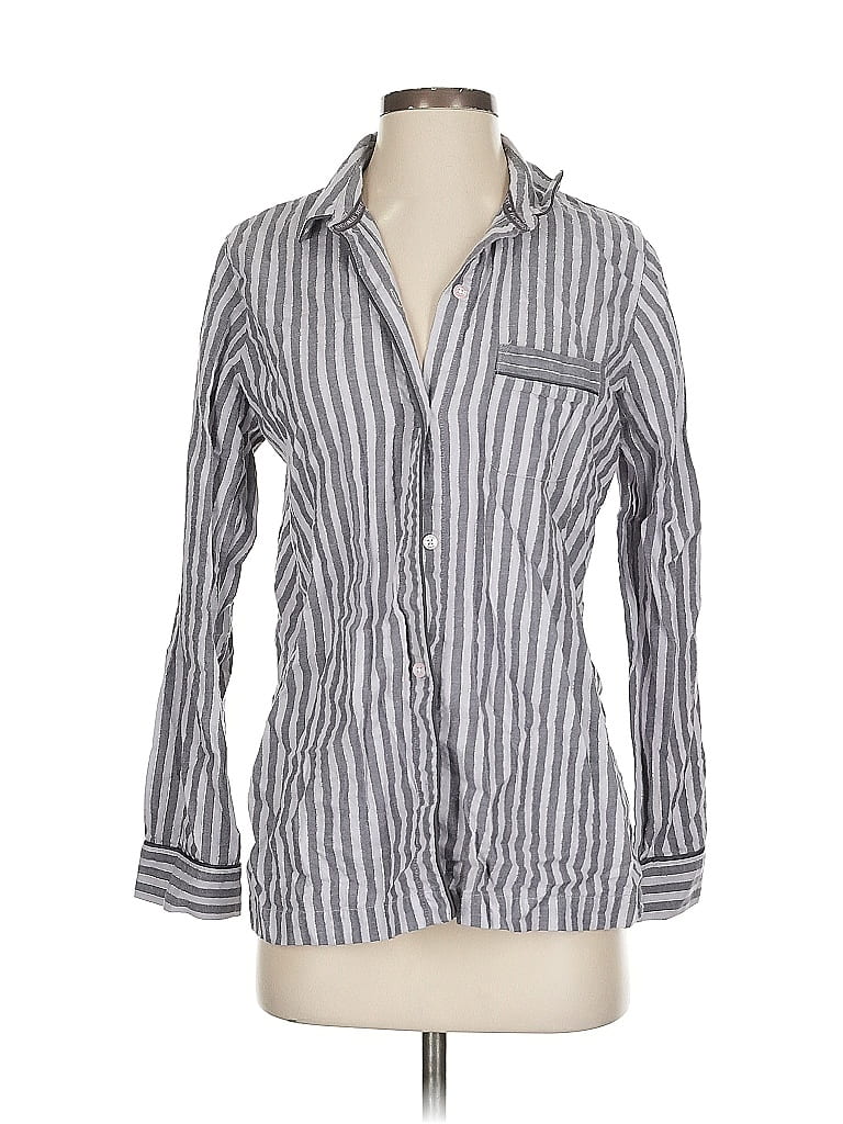 Pre-owned Victoria's Secret Long Sleeve Button Down Shirt In Gray