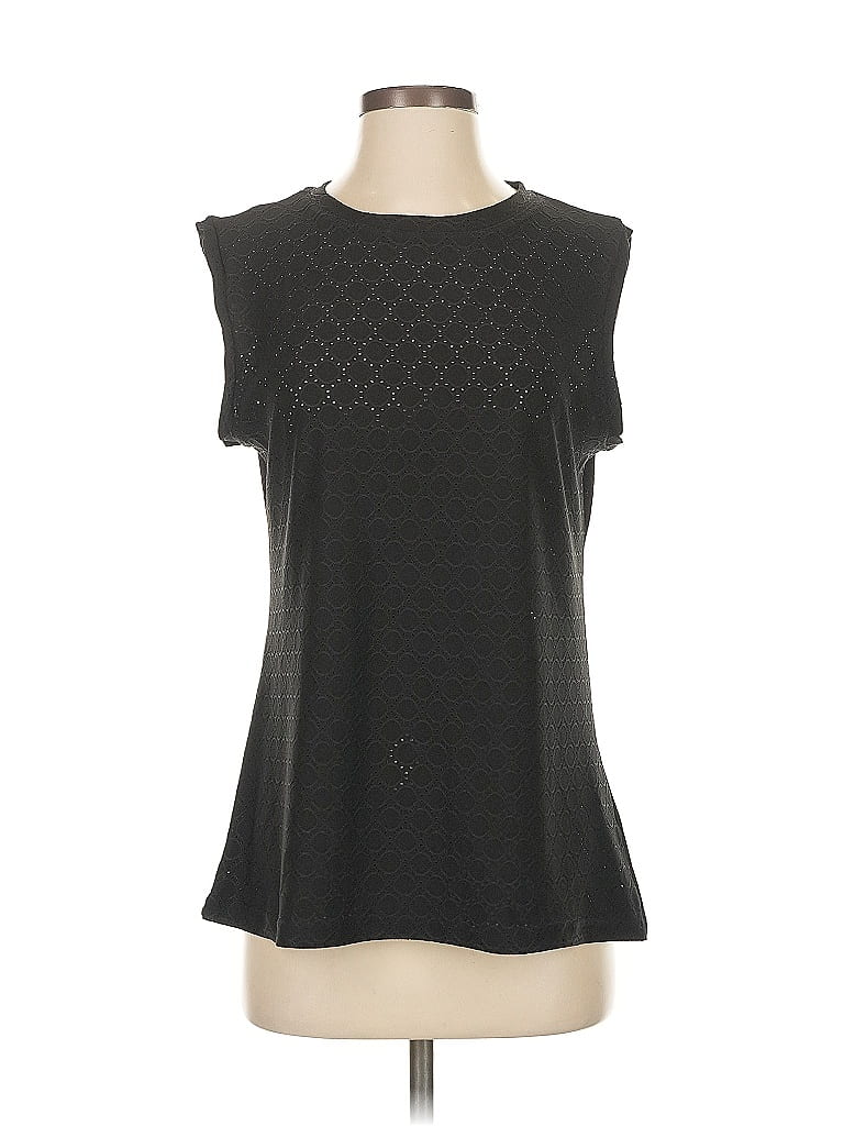 Pre-owned Unbranded Short Sleeve Top Black Keyhole Neckline Tops