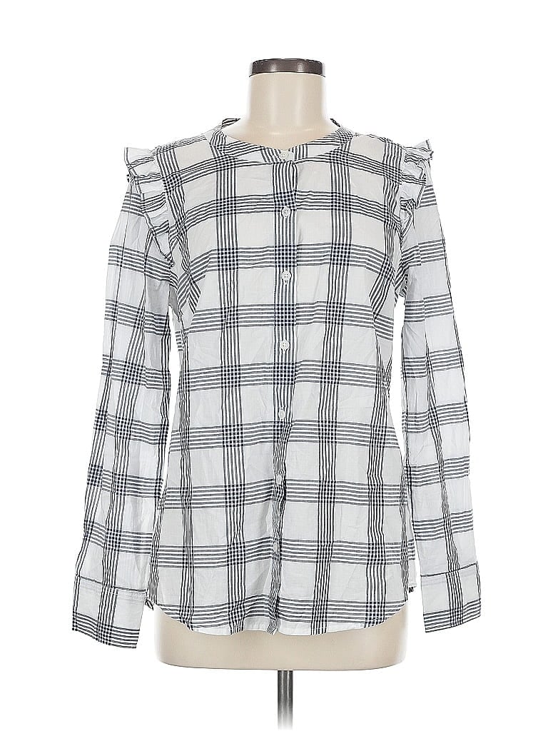 Pre-owned J.crew Factory Store Long Sleeve Blouse In Gray