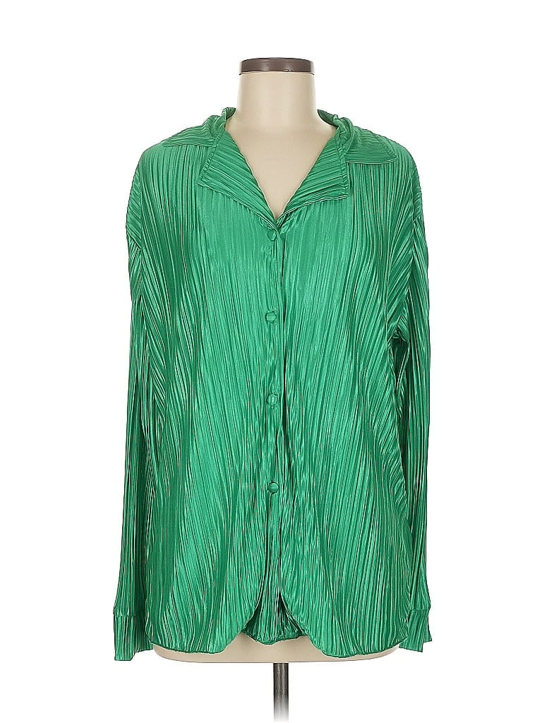 Pre-owned Silk & Salt Long Sleeve Blouse In Green