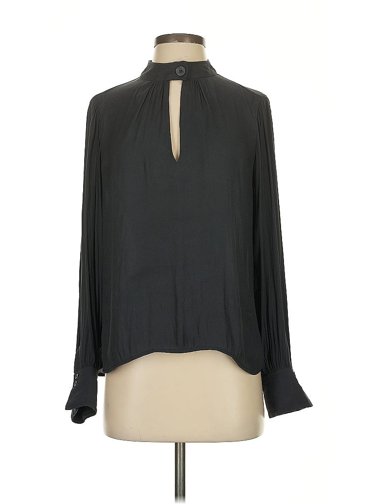 Pre-owned David Lerner Long Sleeve Blouse In Black
