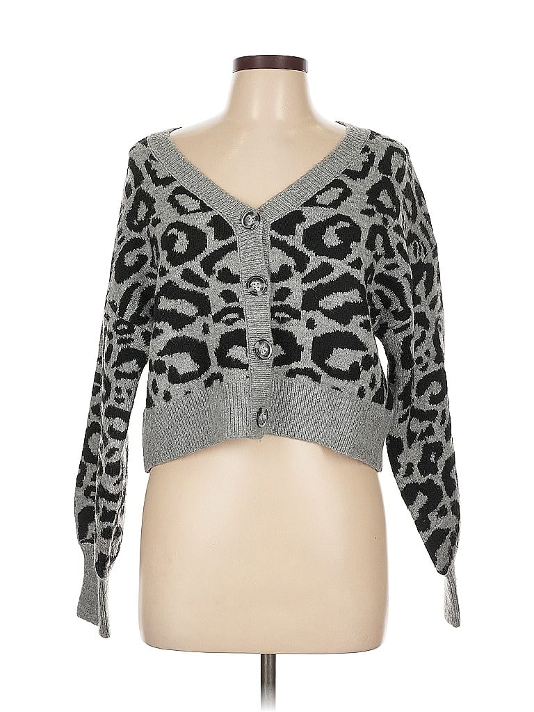 Pre-owned Assorted Brands Cardigan Sweater In Silver