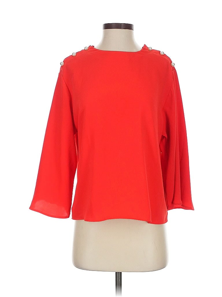 Pre-owned Zara Basic 3/4 Sleeve Top Red Boatneck Tops