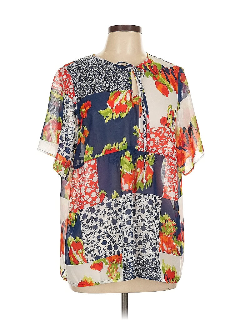 Pre-owned Valerie Stevens Short Sleeve Blouse In Blue