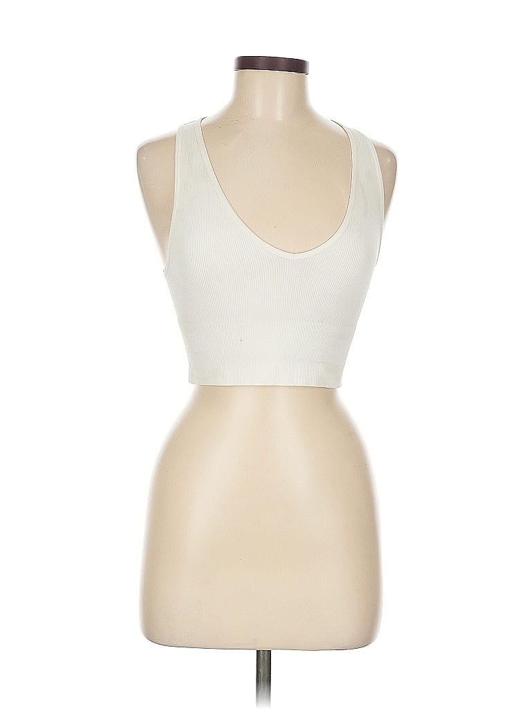 Pre-owned Unbranded Tank Top Ivory Halter Neckline Tops In White