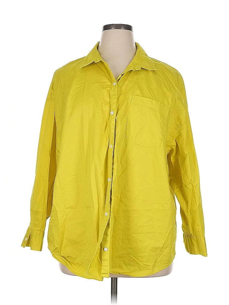 Pre-owned Old Navy 3/4 Sleeve Button Down Shirt In Yellow