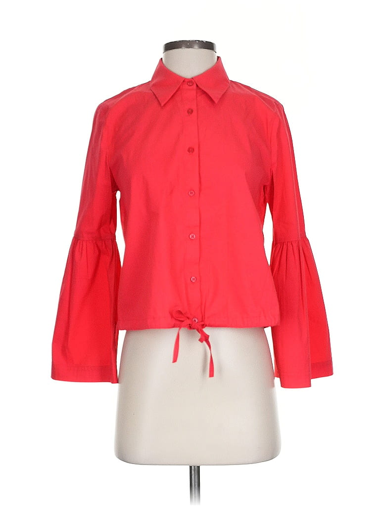 Pre-owned Laundry By Shelli Segal 3/4 Sleeve Button Down Shirt In Red