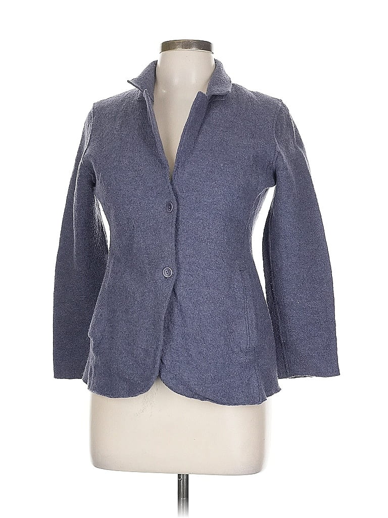 Pre-owned Eileen Fisher Wool Blazer Jacket In Purple