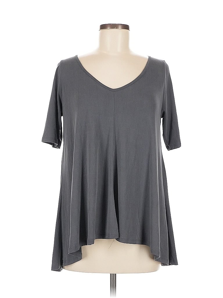 Pre-owned Bluheaven Short Sleeve Top Gray Scoop Neck Tops