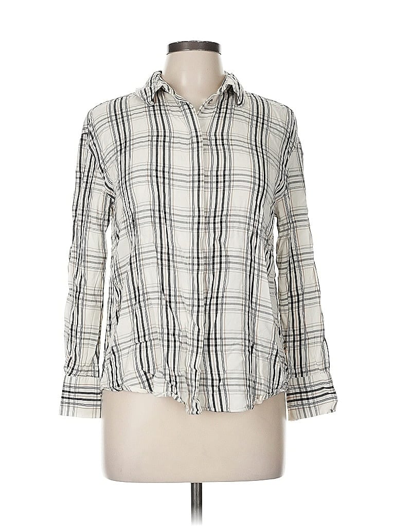 Pre-owned Mng 3/4 Sleeve Button Down Shirt In White