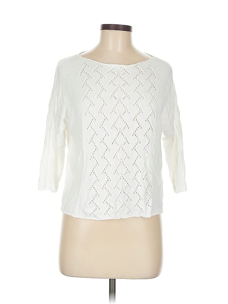 Pre-owned Grace Karin 3/4 Sleeve Top White Boatneck Tops