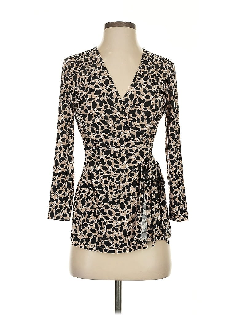 Pre-owned Anne Klein 3/4 Sleeve Blouse In Brown