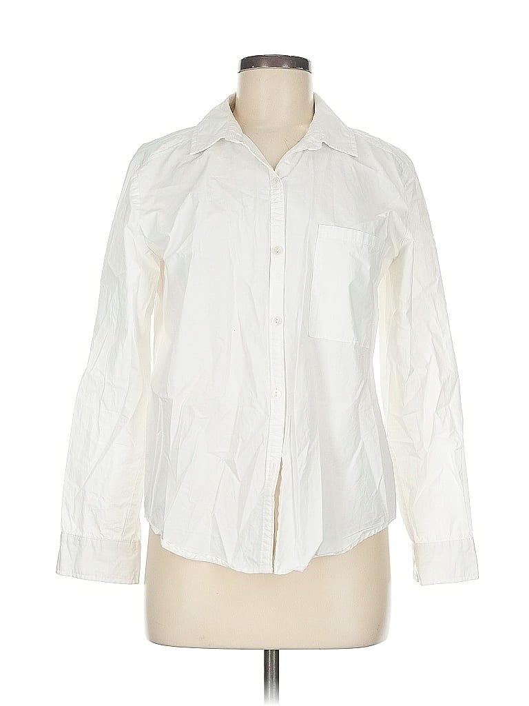 Pre-owned Current Air Long Sleeve Button Down Shirt In White