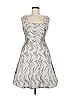 Hilton Hollis Chevron-herringbone Silver Gray Cocktail Dress Size 6 - photo 1