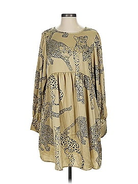 Kate Quinn Organics 100% Organic Cotton Print Tan Casual Dress Size 13 - 14
