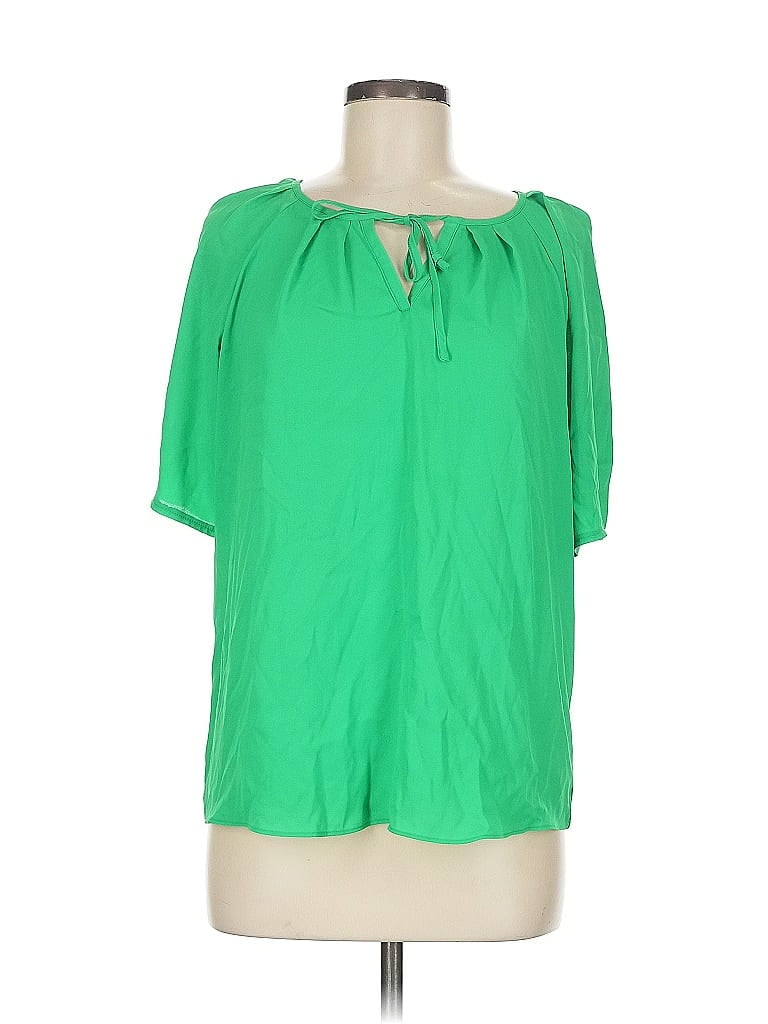 Pre-owned Ann Taylor Short Sleeve Blouse In Green