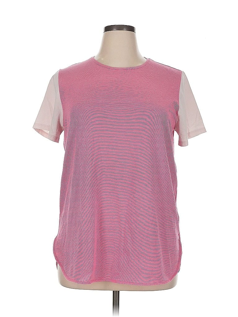 Pre-owned Lands' End Short Sleeve Top Pink Crew Neck Tops