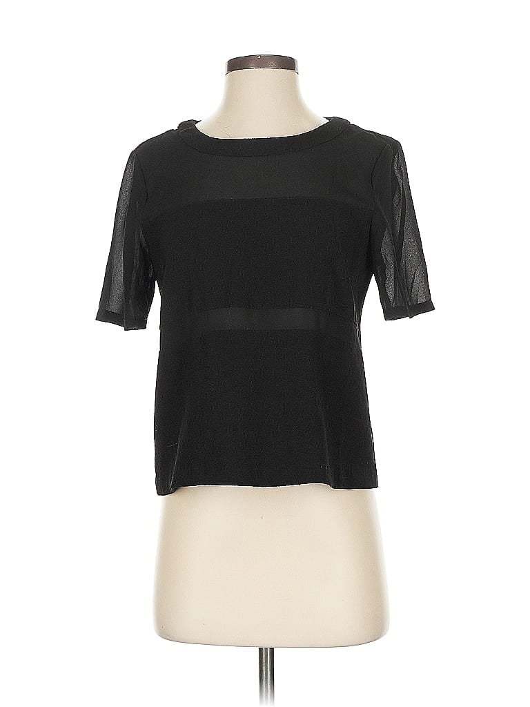 Pre-owned W118 By Walter Baker Short Sleeve Top Black Square Neckline Tops