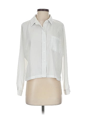 REVAMPED 100% Polyester Ivory White Long Sleeve Blouse Size S