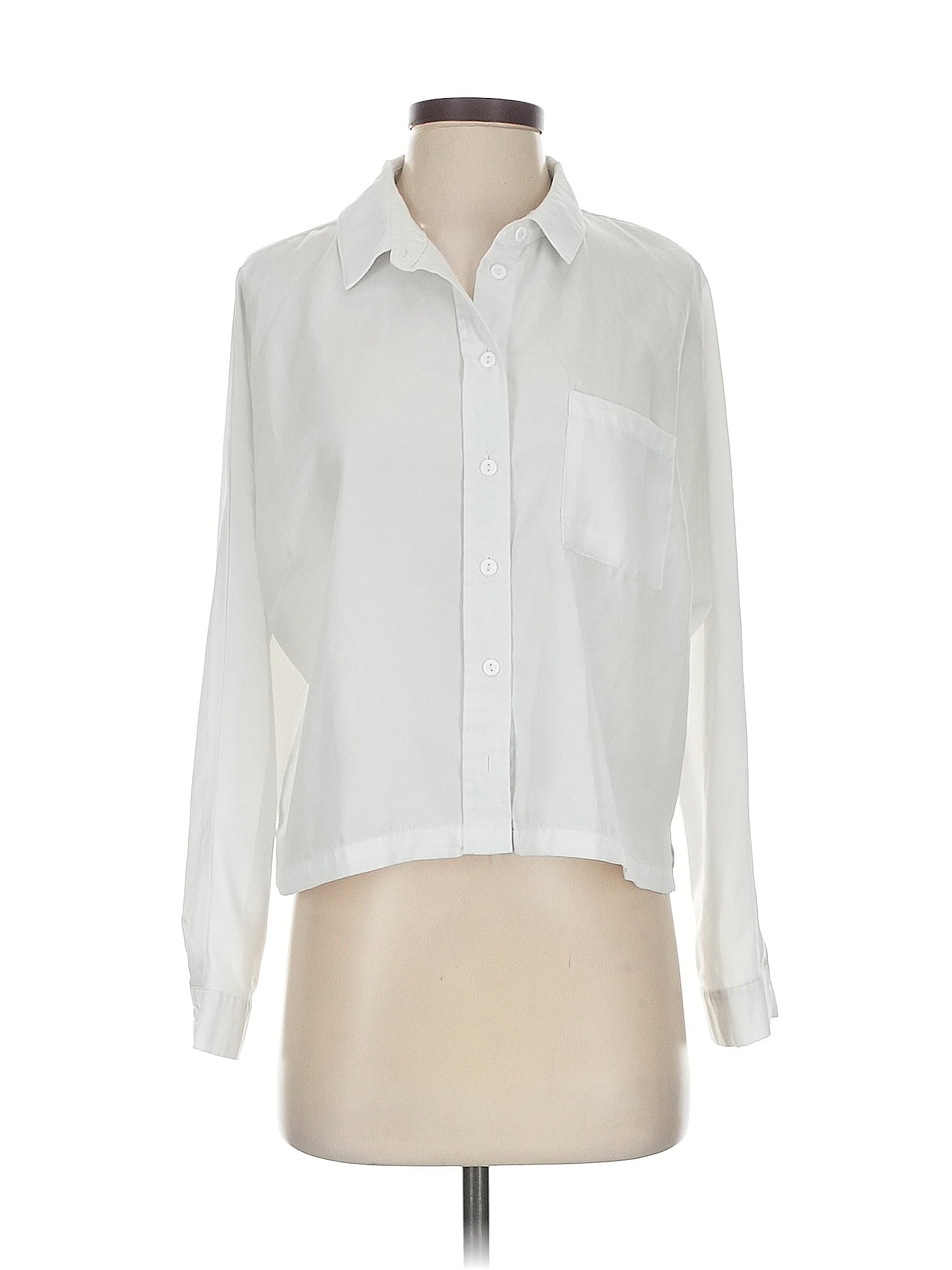 REVAMPED 100% Polyester Ivory White Long Sleeve Blouse Size S