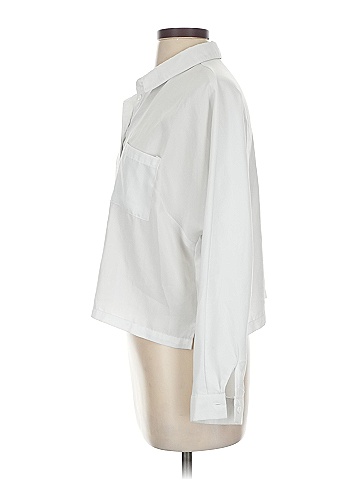 REVAMPED 100% Polyester Ivory White Long Sleeve Blouse Size S