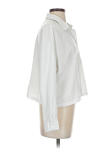 REVAMPED 100% Polyester Ivory White Long Sleeve Blouse Size S