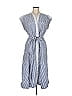 Free Assembly 100% Cotton Stripes Blue Casual Dress Size M