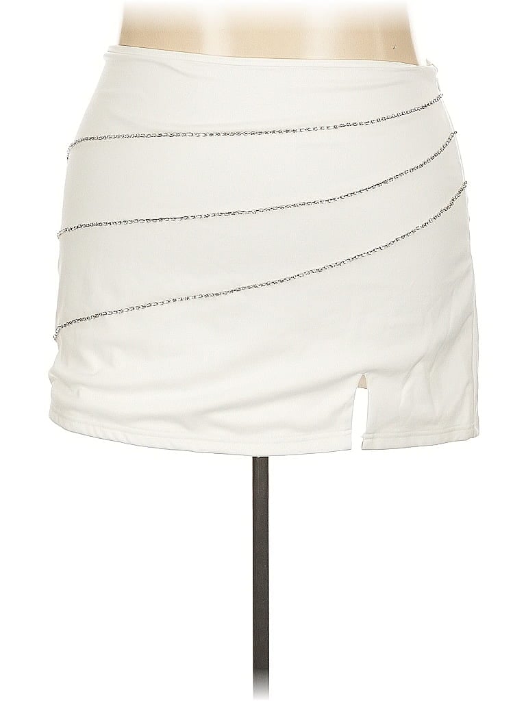 SHEIN CURVE Pre-owned Faux Leather Skirt In White