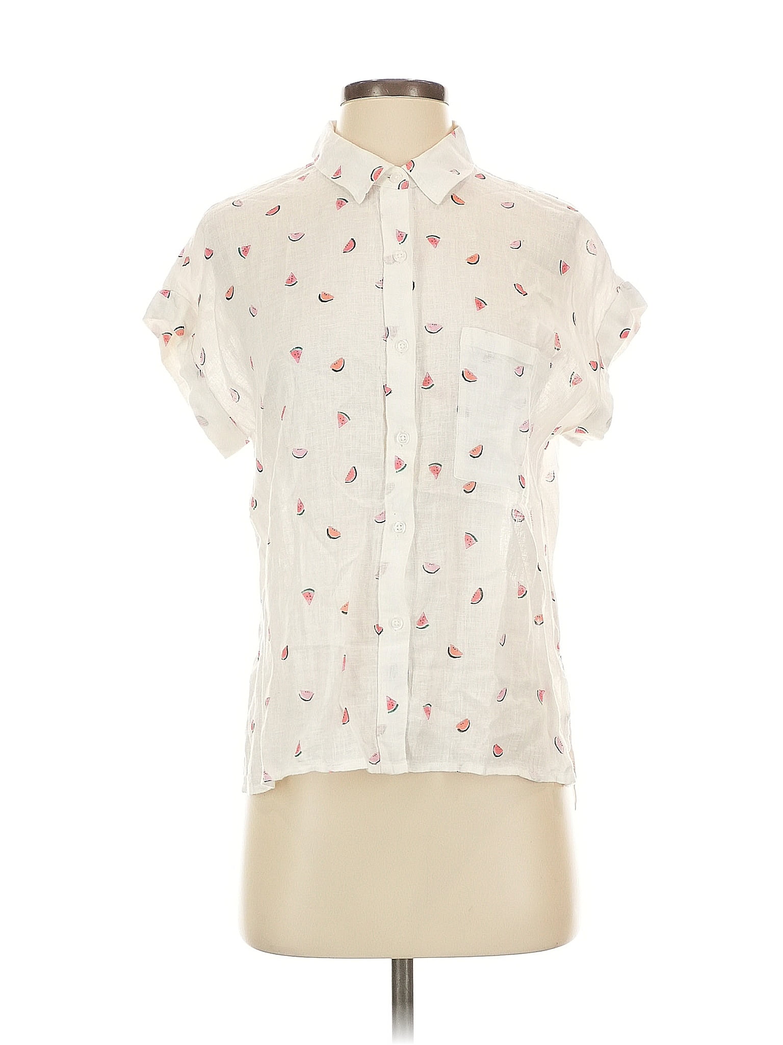 Rails Hearts Ivory Short Sleeve Blouse Size S