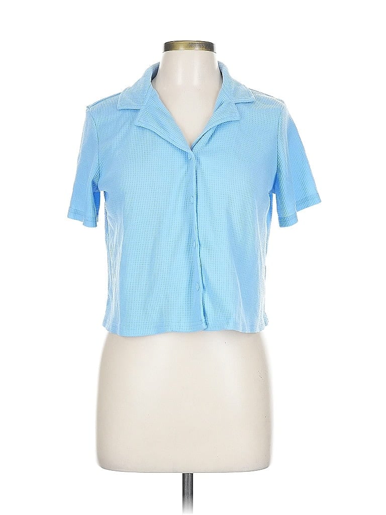 Pre-owned Unbranded Short Sleeve Blouse In Blue