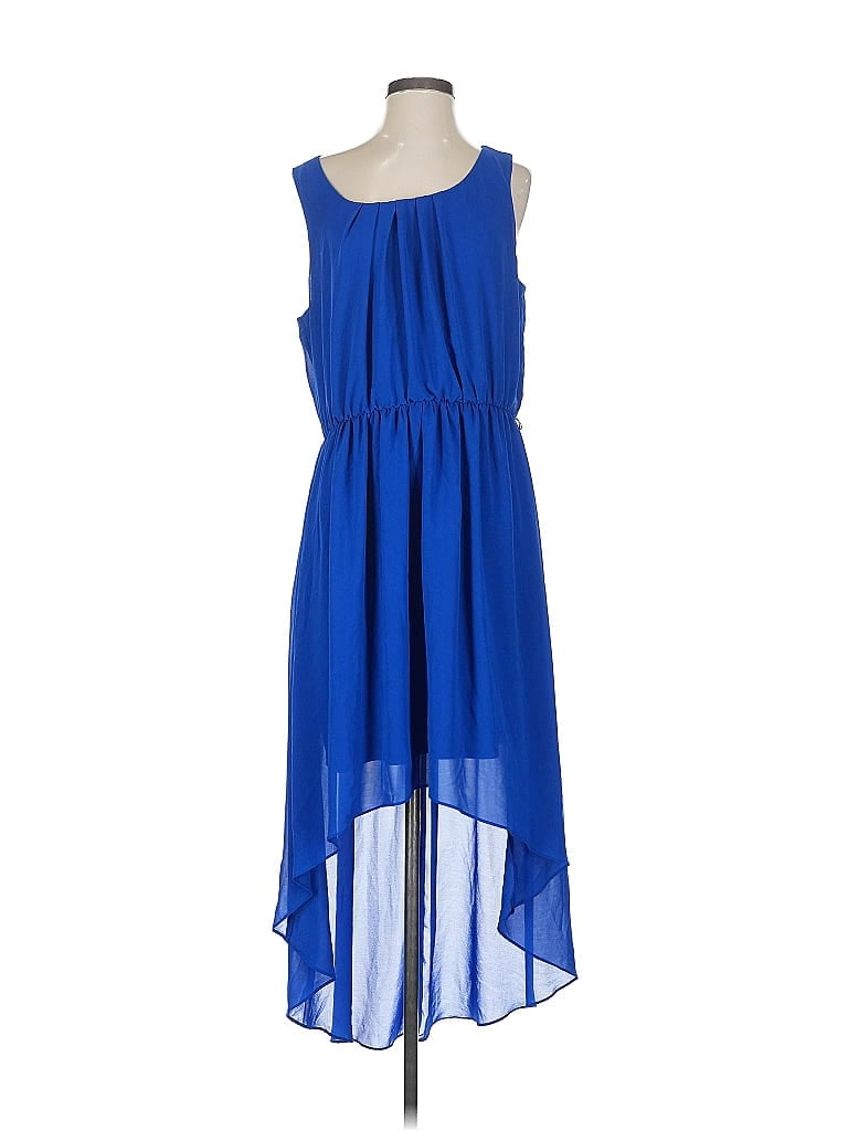 Studio Y 100% Polyester Solid Blue Casual Dress Size L - photo 1