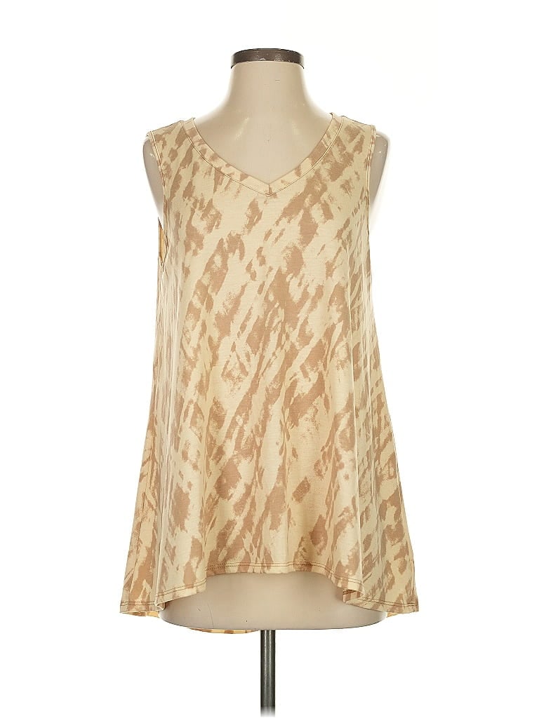 Pre-owned Lularoe Tank Top Tan Plunge Neckline Tops In Brown