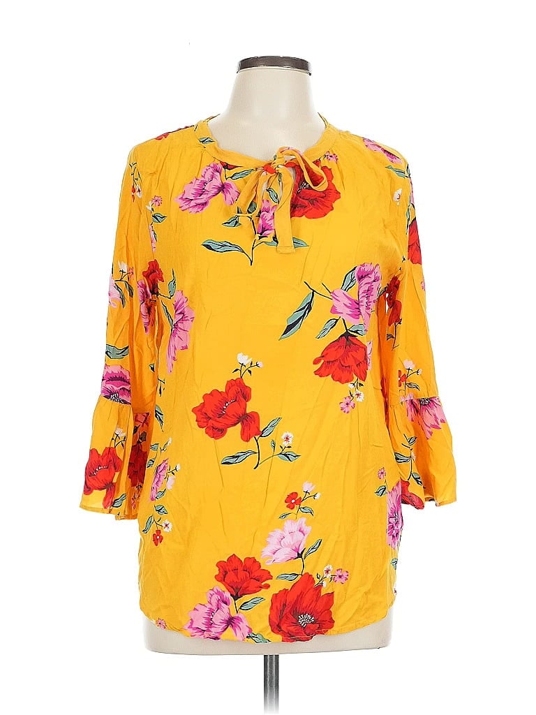 Pre-owned Old Navy 3/4 Sleeve Blouse In Yellow