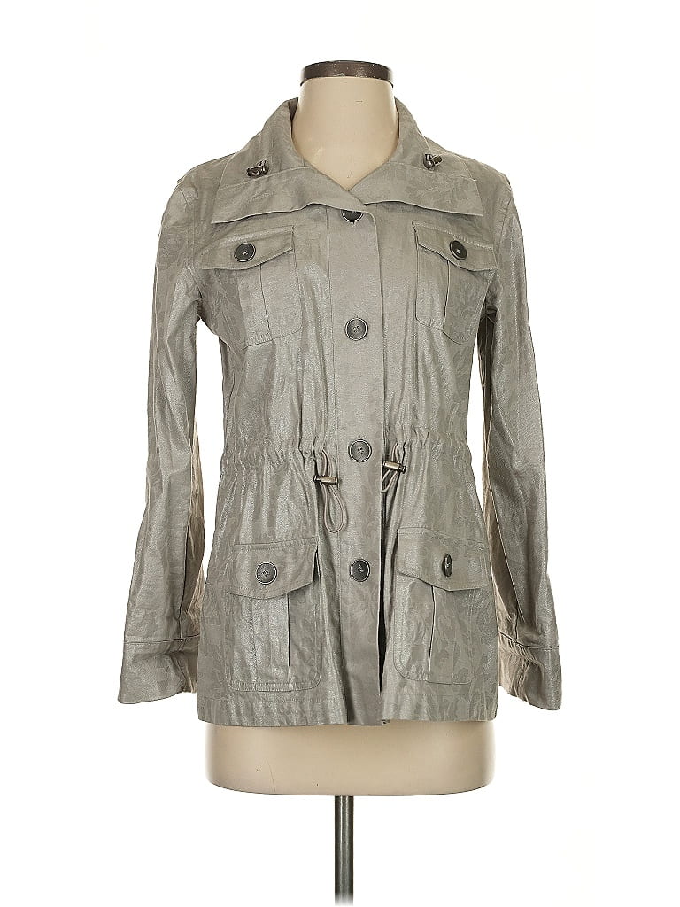 Pre-owned Chico's Trenchcoat In Gray