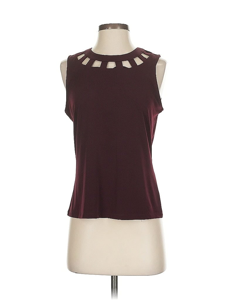 Click to view more detailed imagery on our partner's website Pre-owned New York And Company Sleeveless Top Burgundy Keyhole Neckline Tops
