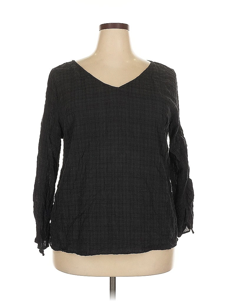 Pre-owned Ava & Viv Long Sleeve Blouse In Black