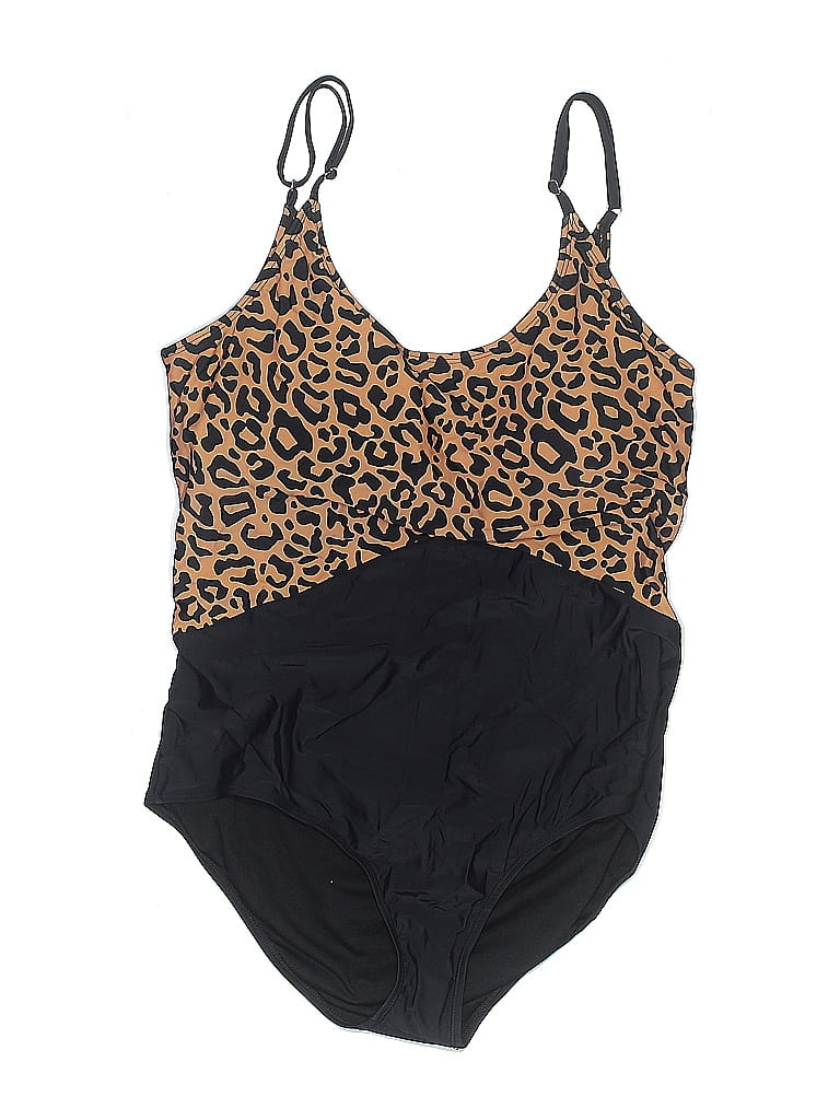 Coral Reef Swim Animal Print Black One Piece Swimsuit Size XL 44 off