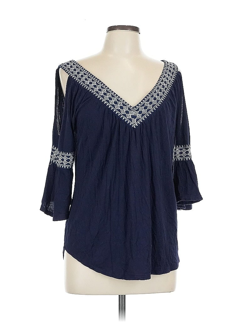 Pre-owned Assorted Brands 3/4 Sleeve Blouse In Blue