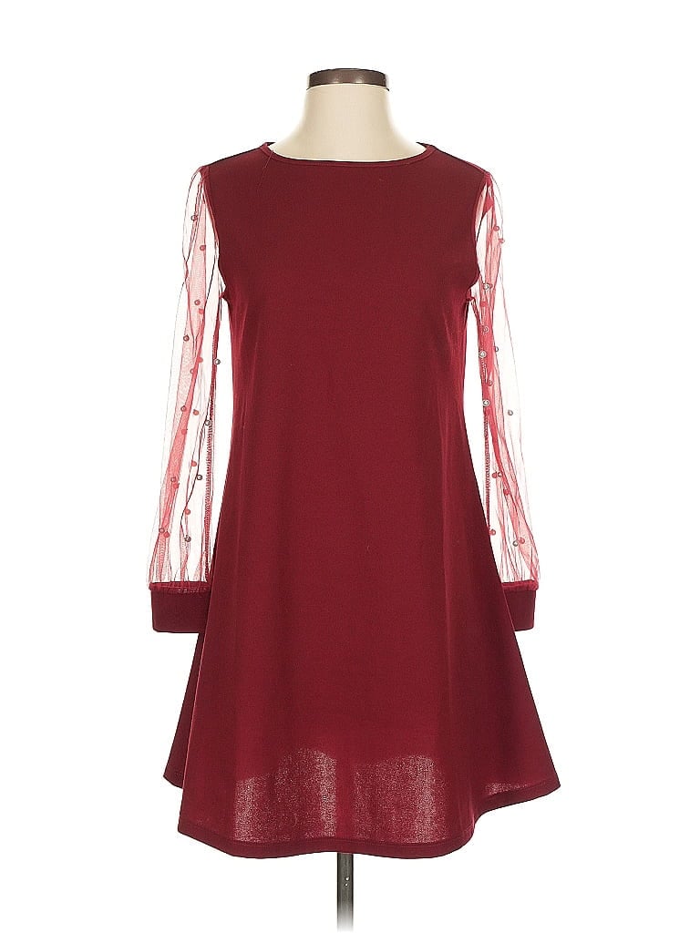 Pre-owned Unbranded Casual Dress In Burgundy